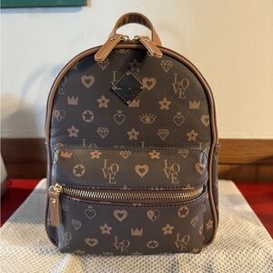 Claire's Brown Love Pattern Backpack